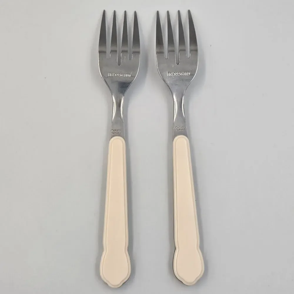 Two Pfaltzgraff Snow Village Stainless Steel Salad Fork Replacements